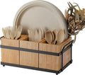 PTSTING Silverware Caddy Wood Silverware Holder Paper Plate Dispenser | by PTSTING