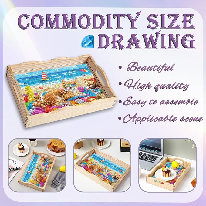 EWJRNSF Diamond Art Kits for Adults Wooden Serving Trays - Image 4