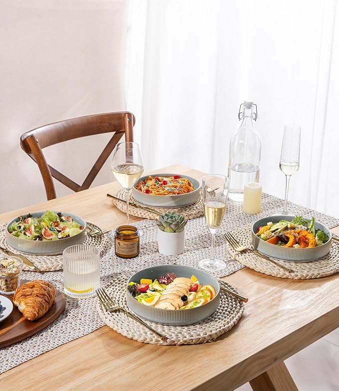 7.5" Ceramic Pasta Bowls Set of 4, Salad Bowls | Versatile Serving Bowls - Image 6