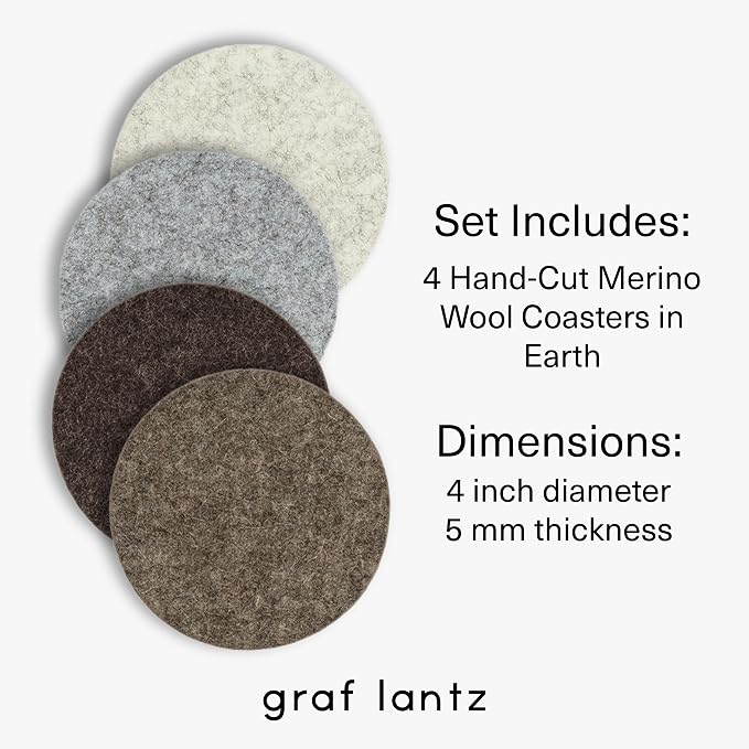 Graf Lantz - Bierfilzl Merino Wool Round Coasters Set of 4 - Earth - Absorbs - Image 4