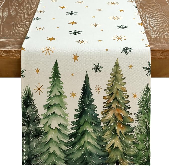 Christmas Table Runner 13x120 Inch, Xmas Tees Snowflakes Holiday Decorative by GEEORY