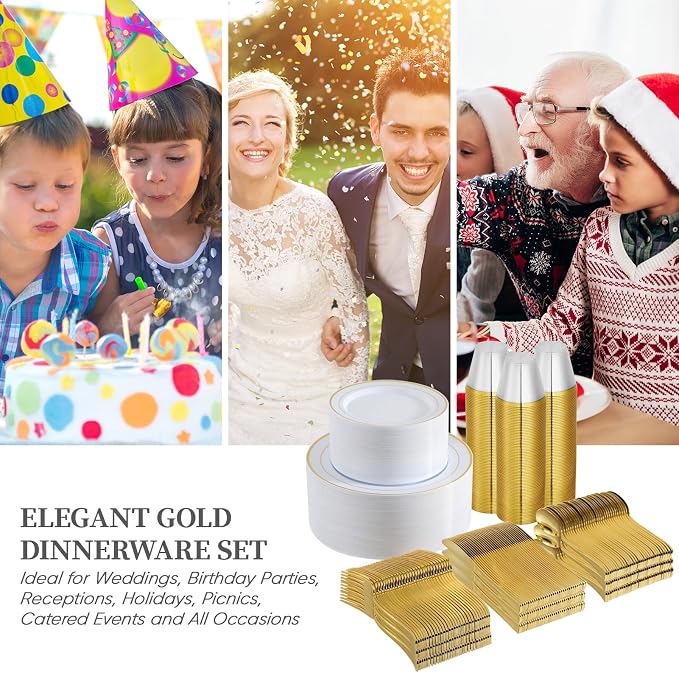 FOCUSLINE 600 Ct Gold Dinnerware Set - Image 6