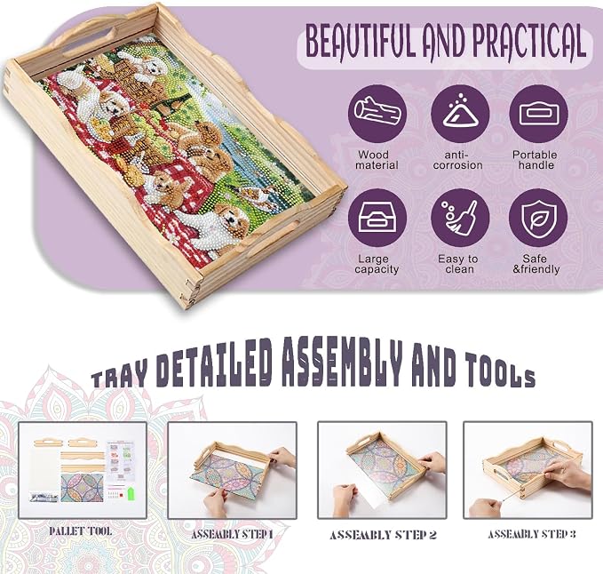 EWJRNSF Diamond Art Kits for Adults Wooden Serving Trays - Image 3