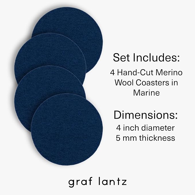 Graf Lantz - Bierfilzl Merino Wool Round Coasters Set of 4 - Marine - Absorbs - Image 4