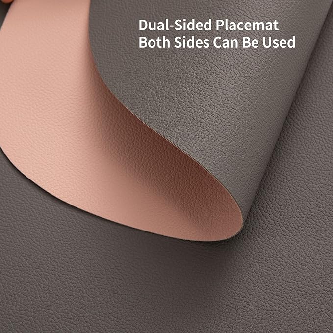 Myir JUN 15 Inches Round Placemats Set of 4 Faux Leather Place Mats | - Image 3