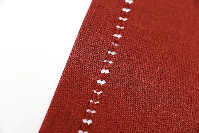 Grelucgo Large Handmade Hemstitched Polyester Rectangle Table Runners, - Image 4