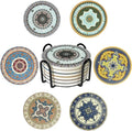 Ceramic Coasters Absorbent Non Slip 6pcs 4 Inch Coaster Persian | Drink Coasters by Staruby