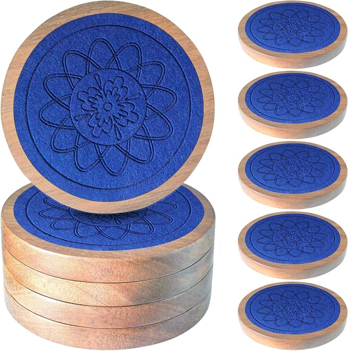 5 Pack Wood Coasters for Drinks, Minacun Absorbent Coaster Set, Drinks Coasters by Unknown