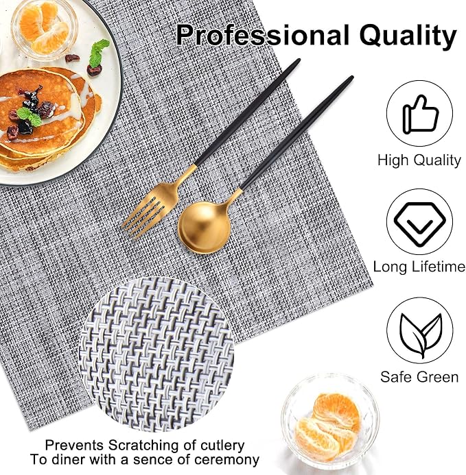 Vinyl Placemats Set of 8, PVC Woven Washable Non-Slip Table Mats, Heat - Image 6