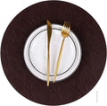 Set of 8 Faux Leather Round Placemats and Coasters, Coffee Mats Kitchen Table by JOVONO