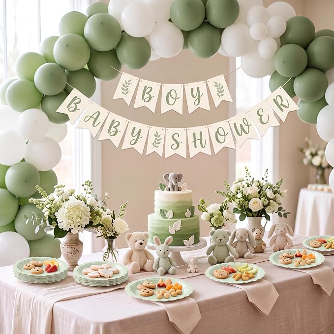 NatNarr 30 Pk Appetizer Cake Cockatil Plates 7" Scalloped Sage Green Plates | - Image 6