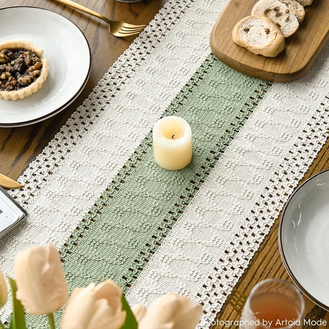 Artoid Mode Light Green Farmhouse Rustic Table Runner 12x120 Inch | Seasonal - Image 4
