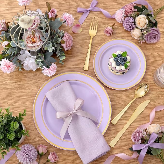175PCS Purple Plates Disposable - Image 4