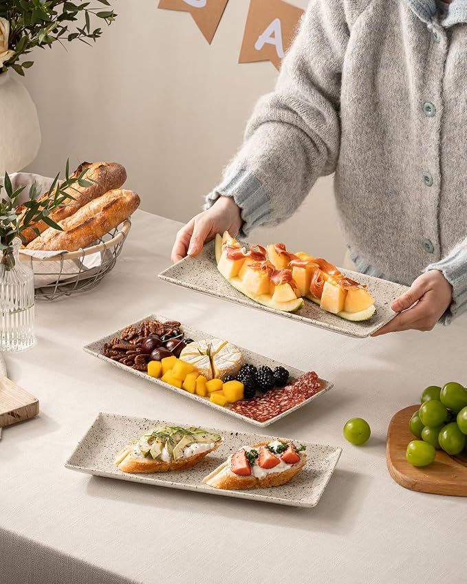 LAUCHUH 3 Tier Serving Tray, Porcelain Serving Platters and Trays - Image 5
