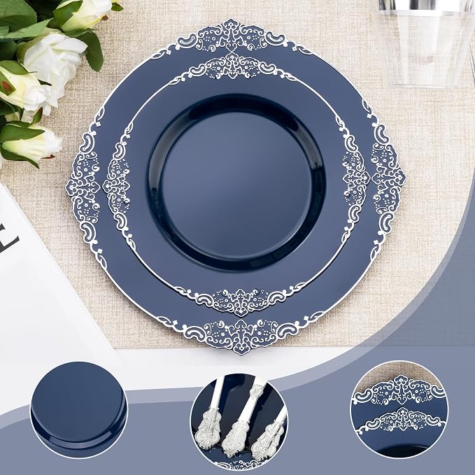 Bestluck 700PCS Navy Blue Disposable Dinnerware - Image 5