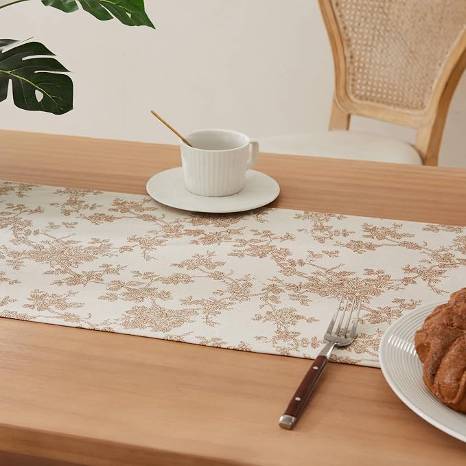 French Pastoral Farmhouse Table Runners, 13x108 Inch Brown | 100% Organic - Image 5