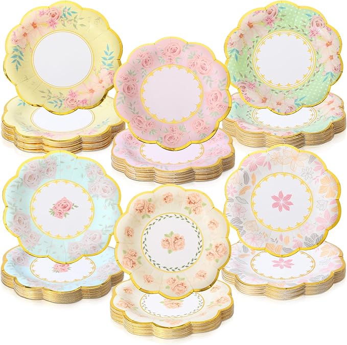 72 Pcs 9 Inch Floral Paper Plates by Maxcheck