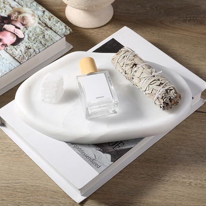 Luxurious White Marble Vanity Tray, Cloud Shape Serving Stone Key Tray - Image 6