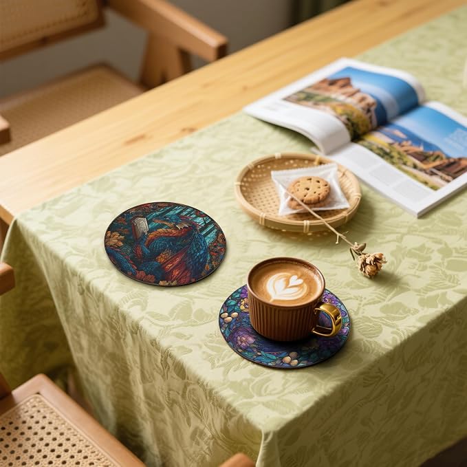 Dragon Coasters Leather Round Drink Coasters 6 Pcs Set - Image 5