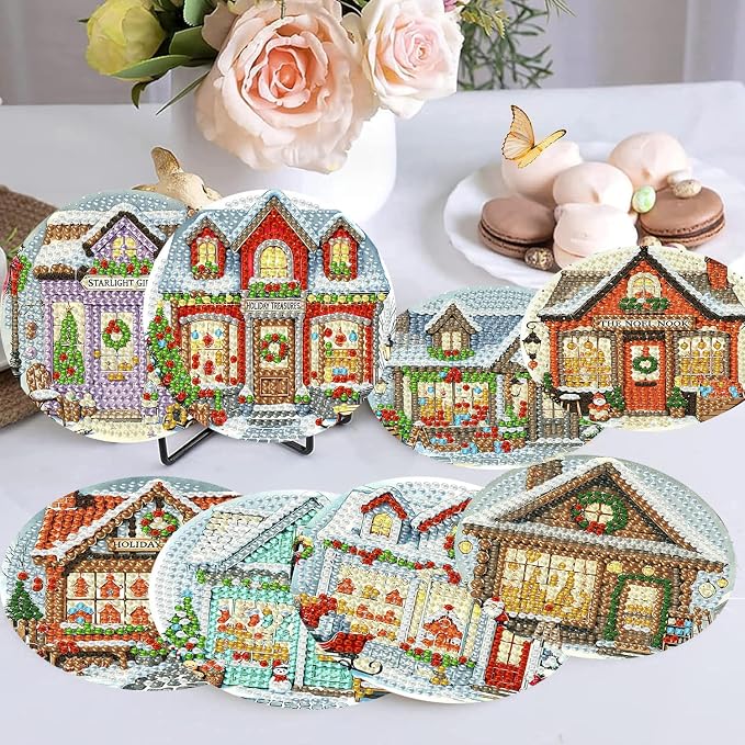 Ekuxom 8 PCS Diamond Art Coasters Kits-Store Diamond Painting Coasters Kits | - Image 4