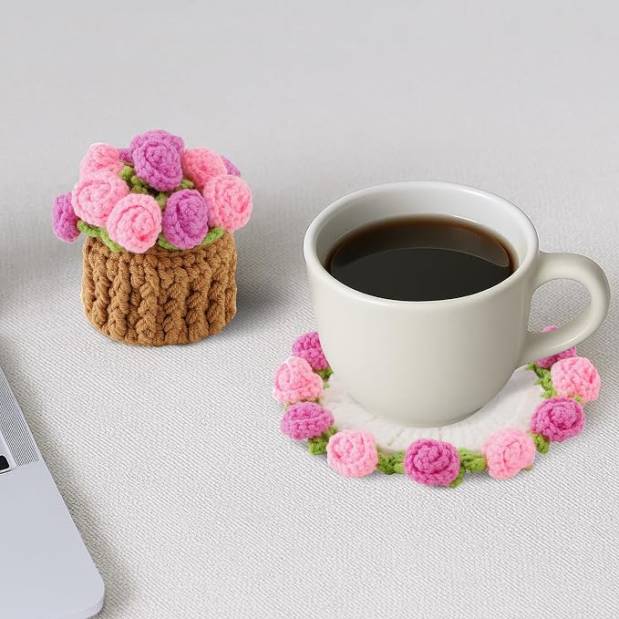 Crochet Flower Coasters, Handmade Bouquet Coasters - Image 6