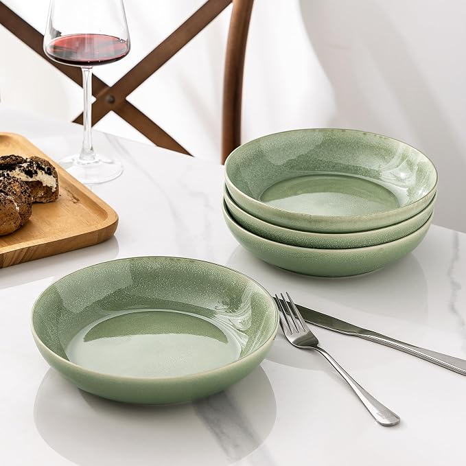 AmorArc 8.5’’ Ceramic Pasta Bowls Set of 4, 36oz Large Stoneware Bowls Set | - Image 8