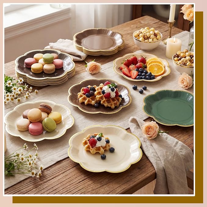 60 Pcs Woodland Baby Shower Party Plates 7 Inch Brown and Green Plates | Forest - Image 4