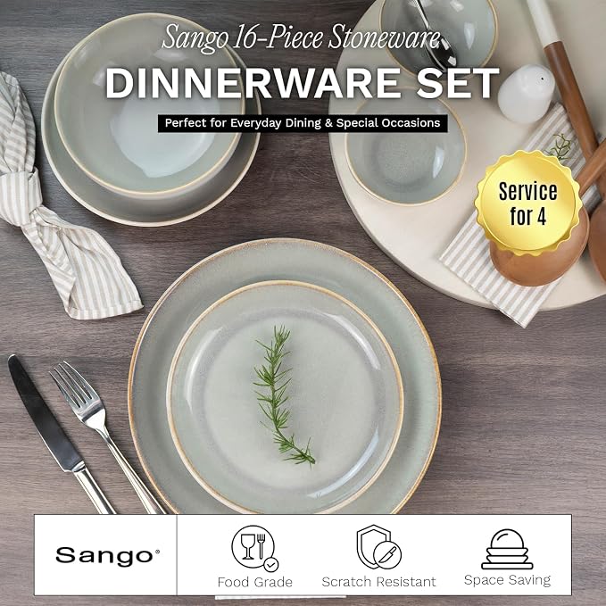 Sango 16-Piece Stoneware Dinnerware Set - Image 2