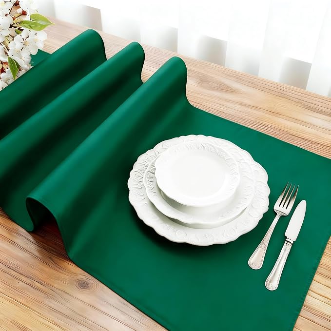 FOLINS&HOME Green Waterproof Decorative Table Runner 60 Inches Long | 210GSM - Image 3