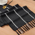 Halloween Black Table Runner 48 Inches Long, Fall Black Embroidered Striped by Niviy