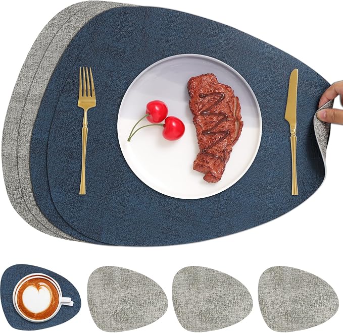 Faux Leather Placemats Set of 4, Dual Sided by Chitomars