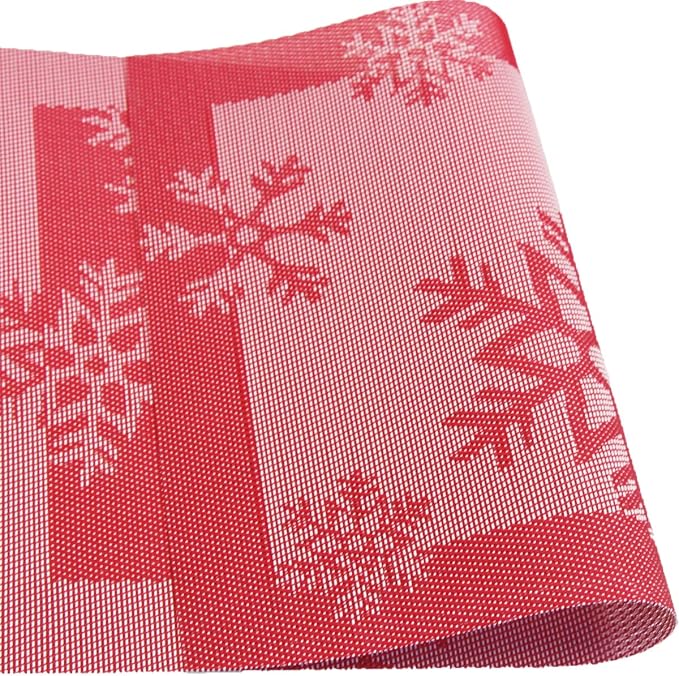 PIGCHCY Christmas Placemats Snowflake Woven Heat Resistant Placemats Washable - Image 3