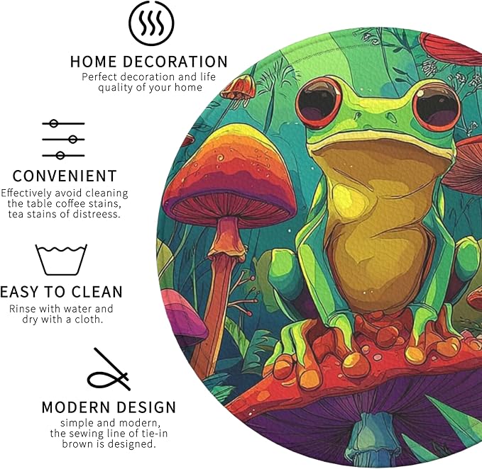 Frog Coasters Leather Round Drink Coasters 6 Pcs Set - Image 4