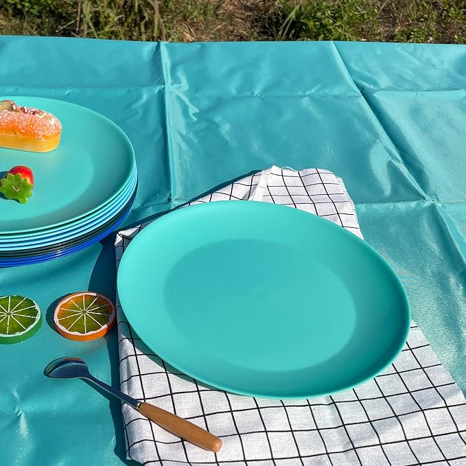 AOYITE 10 inch Plastic Plates Reusable Set 12, BPA Free Kids Plate Ocean | Food - Image 8