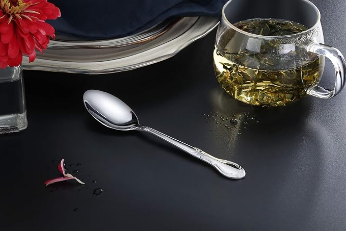 New Star Foodservice Rose Pattern 18/0 Stainless Steel Teaspoon, Commercial - Image 5