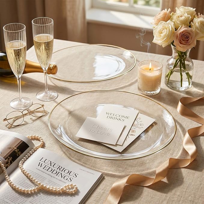 6-Pack Clear and Gold Plastic Serving Trays - Image 2