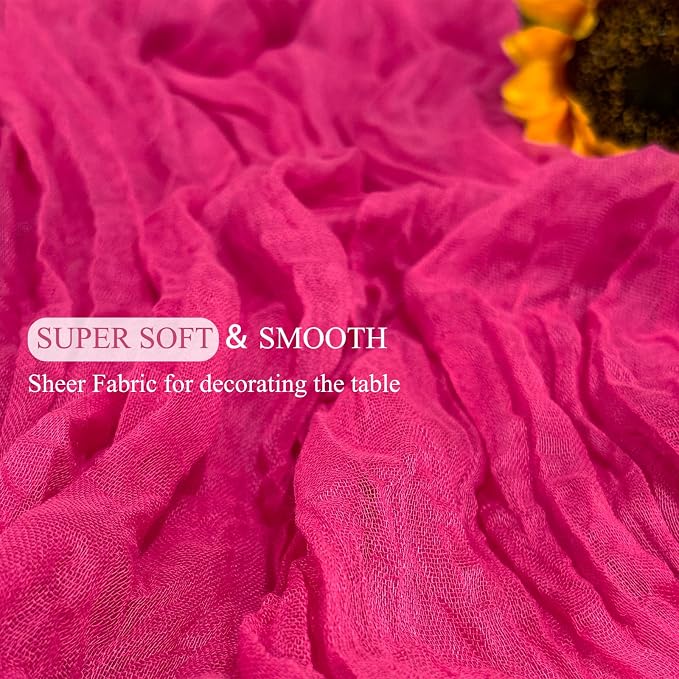 12Pack Hot Pink Cheesecloth Table Runner 20 x 120 inch Gauze Table Runner | - Image 4