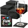 48 PCS Slate Coasters Black Square 4 Inch Bulk Rock, Blank Laser Engraving by DASSNANE
