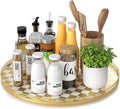 Gold and White Checkerboard Lazy Susan by AMH