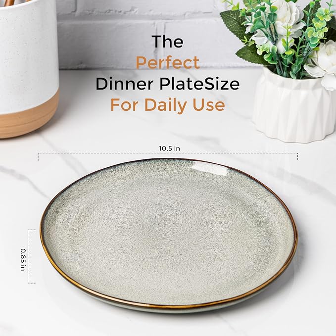 AmorArc Ceramic Dinner Plates Set of 6, 10.5 Inch Stoneware Plates Set | - Image 2