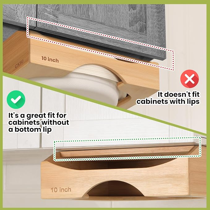 10-inch Paper Plate Dispenser Under Cabinet, Bamboo Paper Plate Holders - Image 4