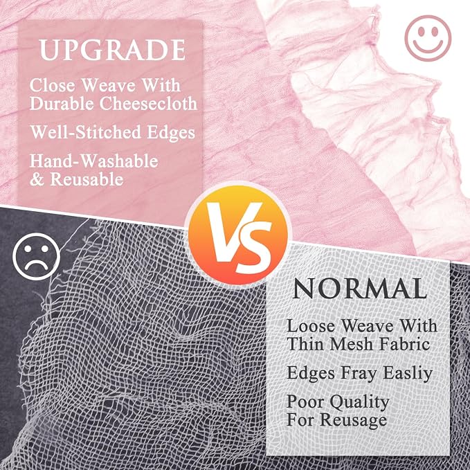 Cheesecloth Table Runner 10FT 3Pcs Blushing Pink Boho Gauze Runners | Cheese - Image 4