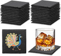 24 PCS Slate Coasters Black Square 4 Inch Bulk Rock, Blank Laser Engraving by DASSNANE