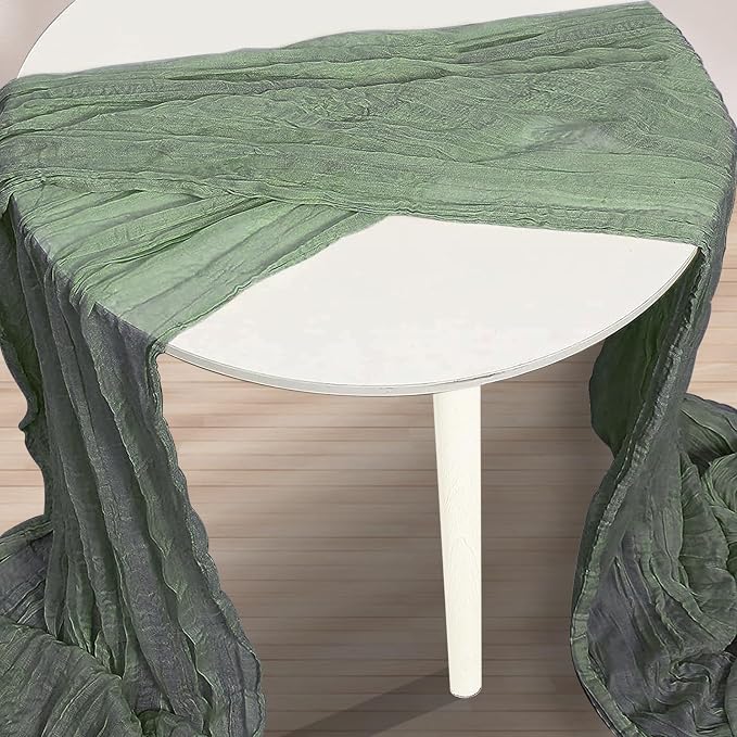 1 Pack Sage Green Cheesecloth Table Runner 35x120 Inch 10Ft Rustic Gauze Cheese - Image 3
