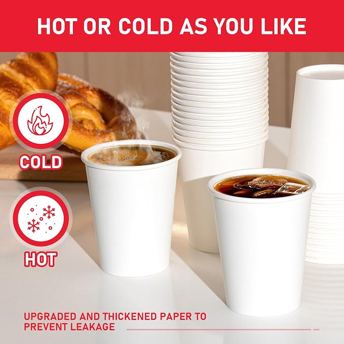 1000 Pack 8 oz Paper Cups, Disposable Coffee Cups, or Juice - Image 2