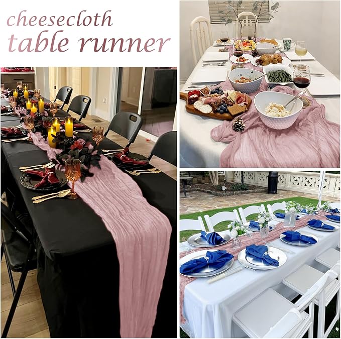25 Pack Dusty Pink Cheesecloth Table Runner 17 x 108 Inch Gauze Table Runner - Image 7