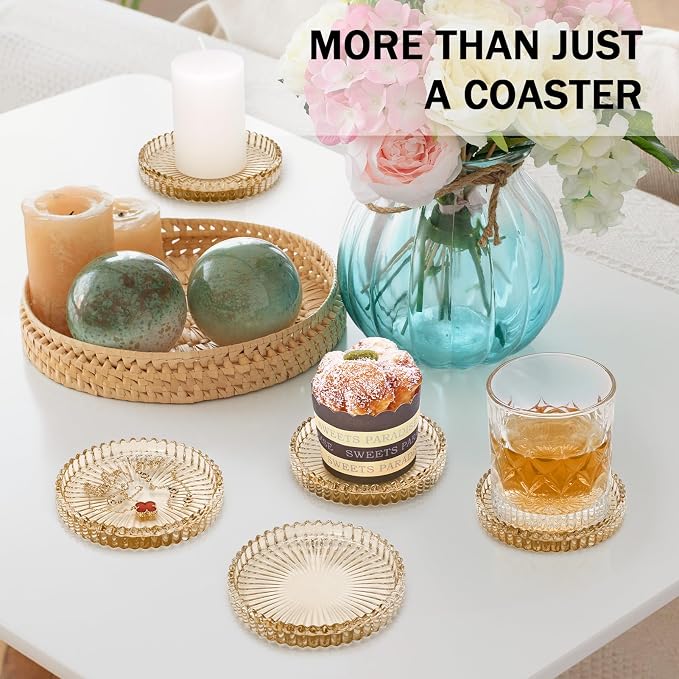 Modern Clear Glass Coasters Set of 8, Cute Coasters Table Mats - Image 6