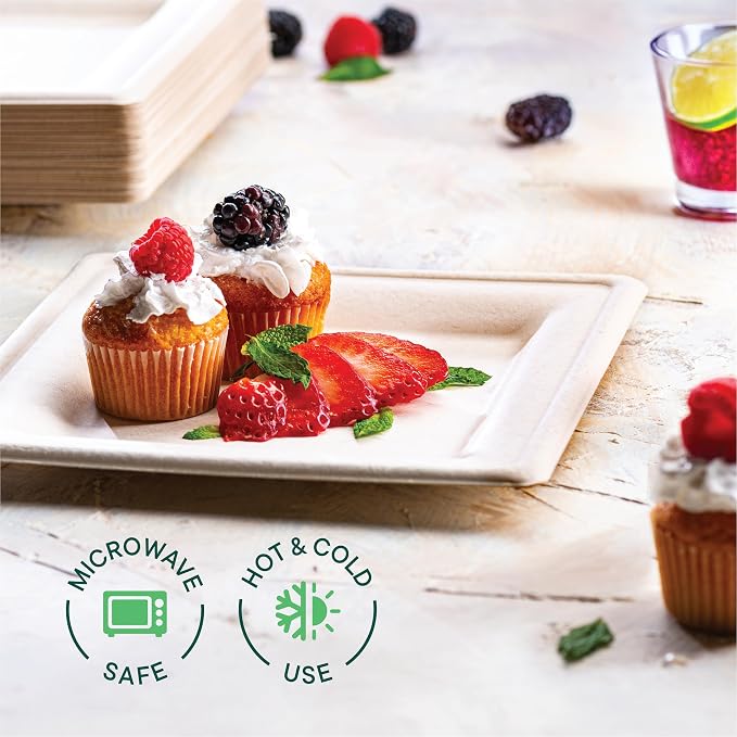 100% Compostable Square Paper Plates - Image 4
