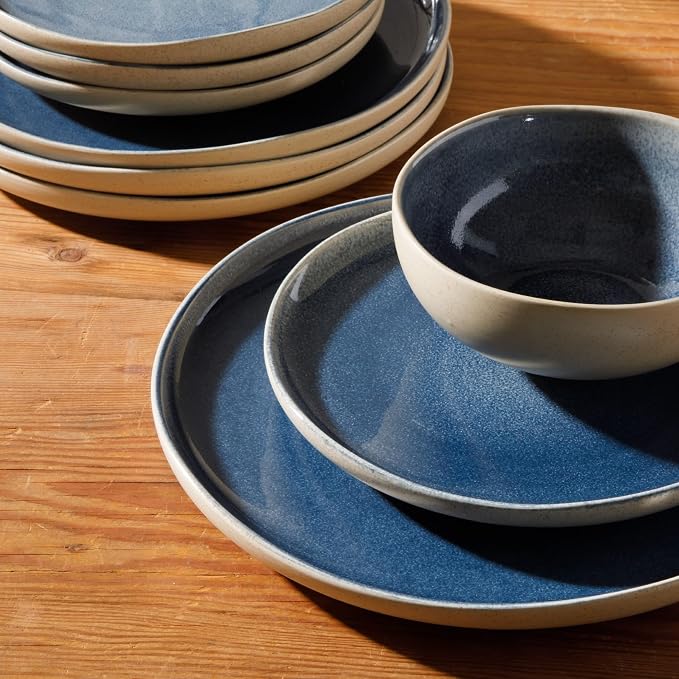 Gibson Elite Manila Bay 12-Piece Stoneware Dinnerware Set, Service - Image 4