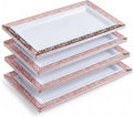Yumchikel-Plastic Serving Tray & Platter Set White & Rose Gold Lace Disposable by Yumchikel